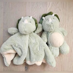 KellyToy Plush Dinosaur Baby Blanket and Toy Rattle Set
